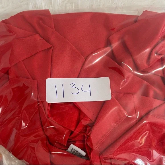 Calvin Klein Womens Button Up Top Size Large Bright Red Long Sleeve Office - Picture 8 of 8